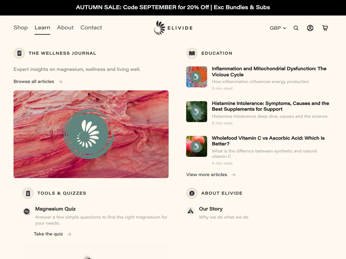 Before: Learn menu runs off the bottom of the screen
