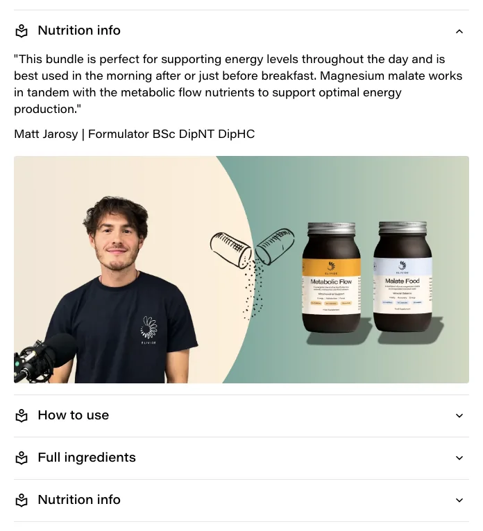 Before: Elevated Energy: "Nutrition info" twice